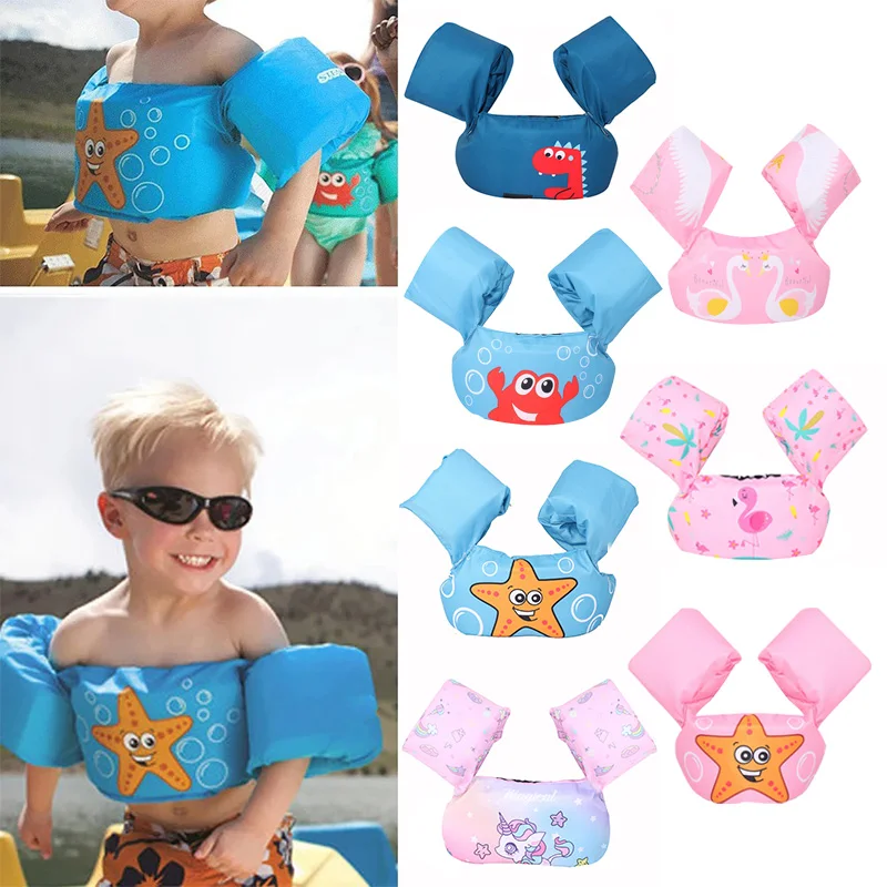 Toddler Cartoon Pool Float galleggiabilità Vest nuoto Wing Ring Swim Arm Airproof traspirante regolabile fascia da braccio costume da bagno giocattolo in schiuma