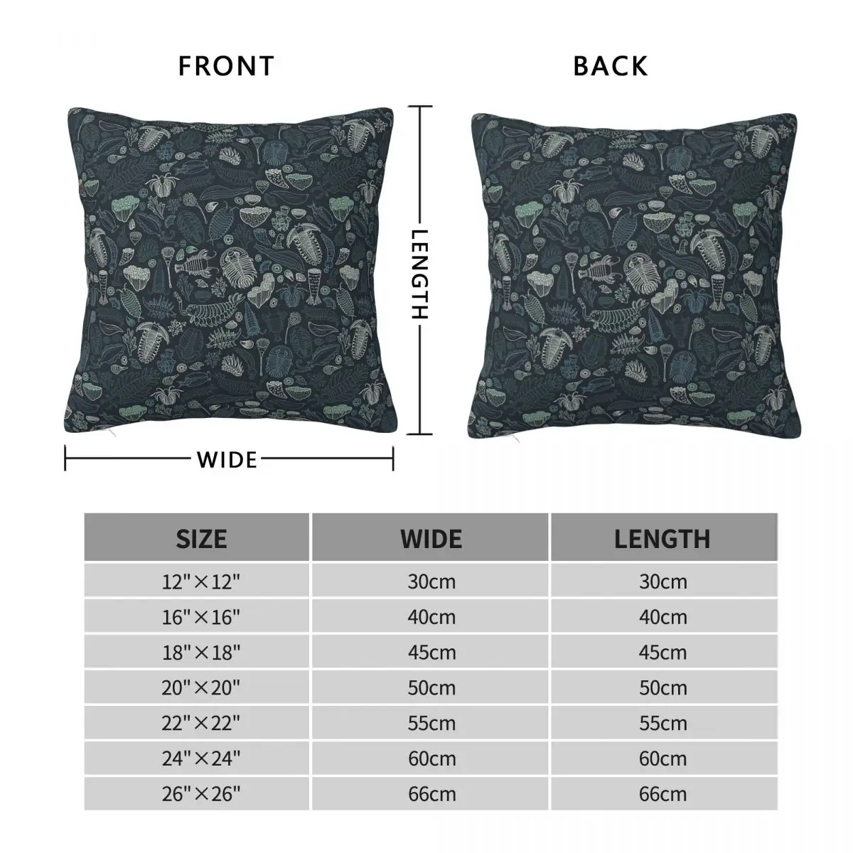 Cambrian Fauna Fossil Square Pillowcase Polyester Linen Velvet Printed Zip Decor Pillow Case Car Cushion Cover 18