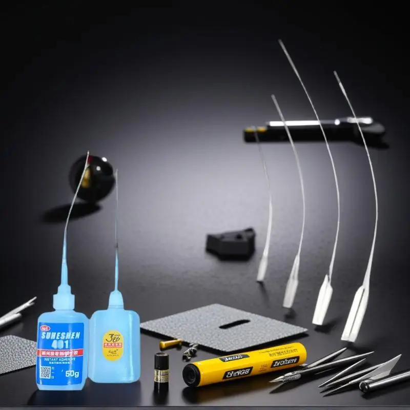 100pcs/set Glue Tips Plastic Glue Micro-Tips Glue Extender Precision CA Glue Applicator