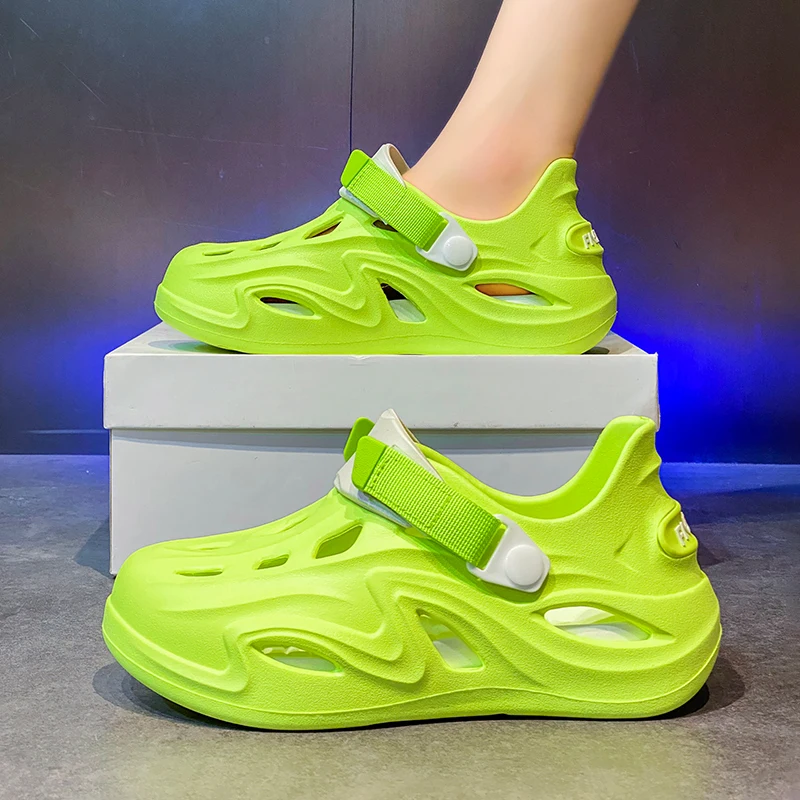 Unisex Eva Sandals with Hollow-Out and Water-Permeable Design, Thick-Soled Cushioning, Non-Slip and Wear-Resistant, Suitable for