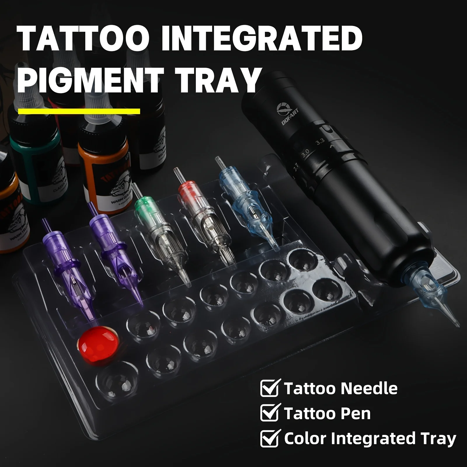 

DQFART Tattoo Palette Disposable Plastic Ink Plate Cap Tattoo Ink Paint Holder Palette Bracket Stand Tattoo Supplies Accessories