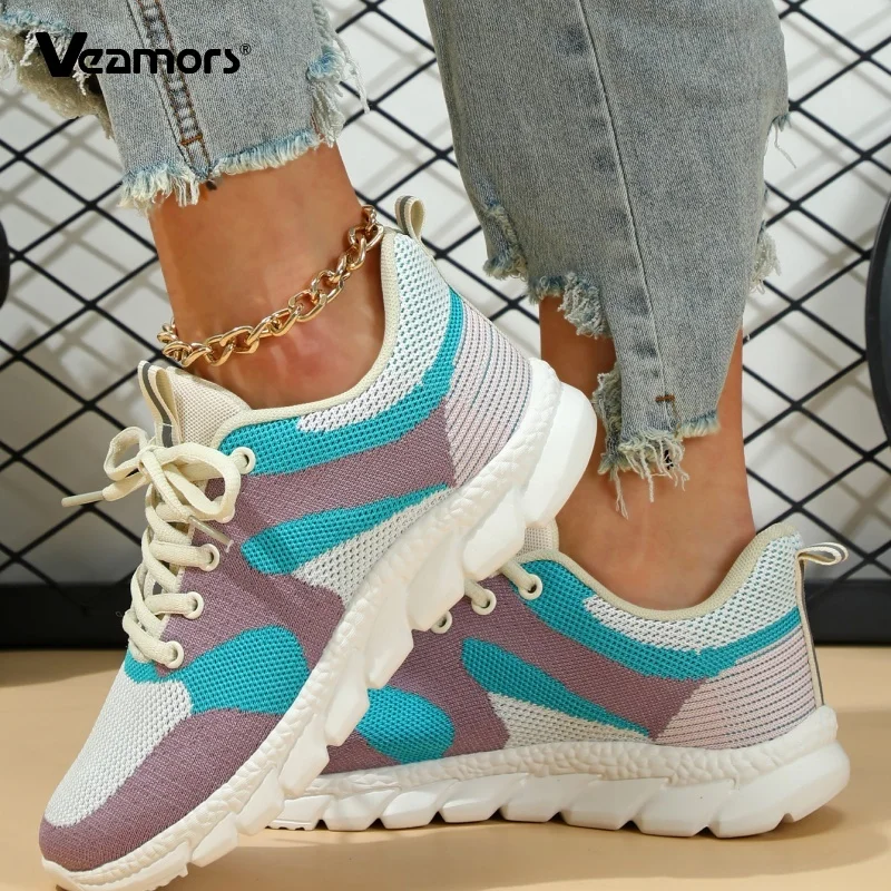 

Women Knitted Mesh Sports Shoes Men's Light Breathable Casual Sneakers Elastic Soft Sole Outdoor Shoes for Walking Running