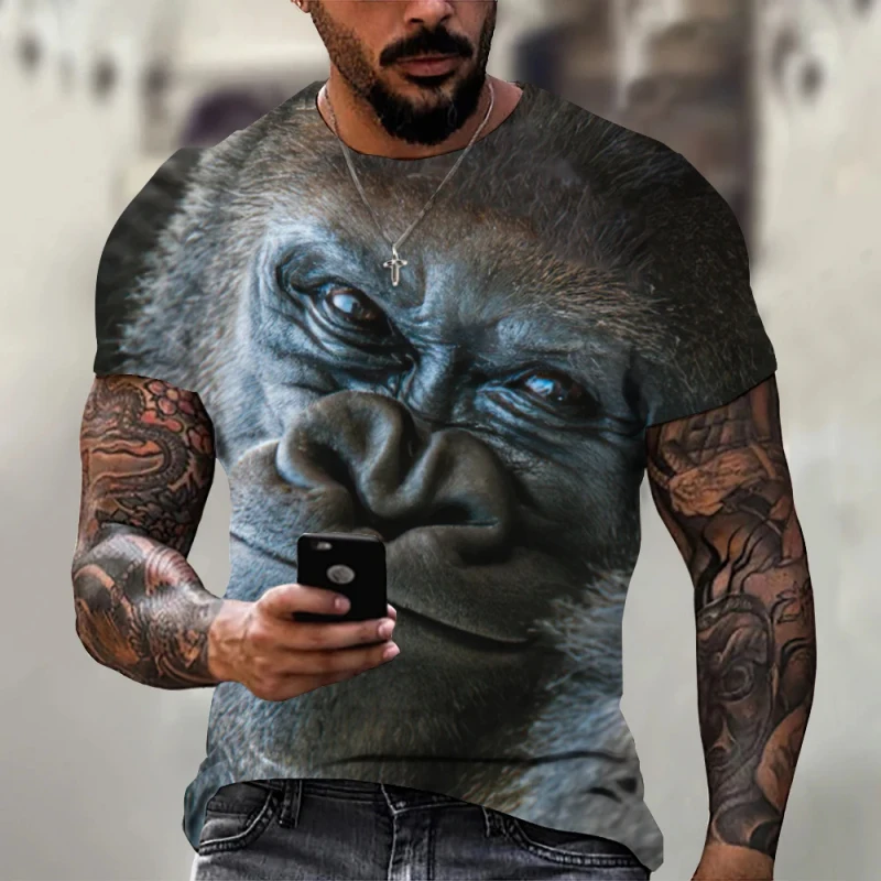 Funny Men's T-Shirts Monkey 3D Printed Fashion Tops Short Sleeve Casual Summer T Shirt for Man O-Neck Loose Oversized Clothes