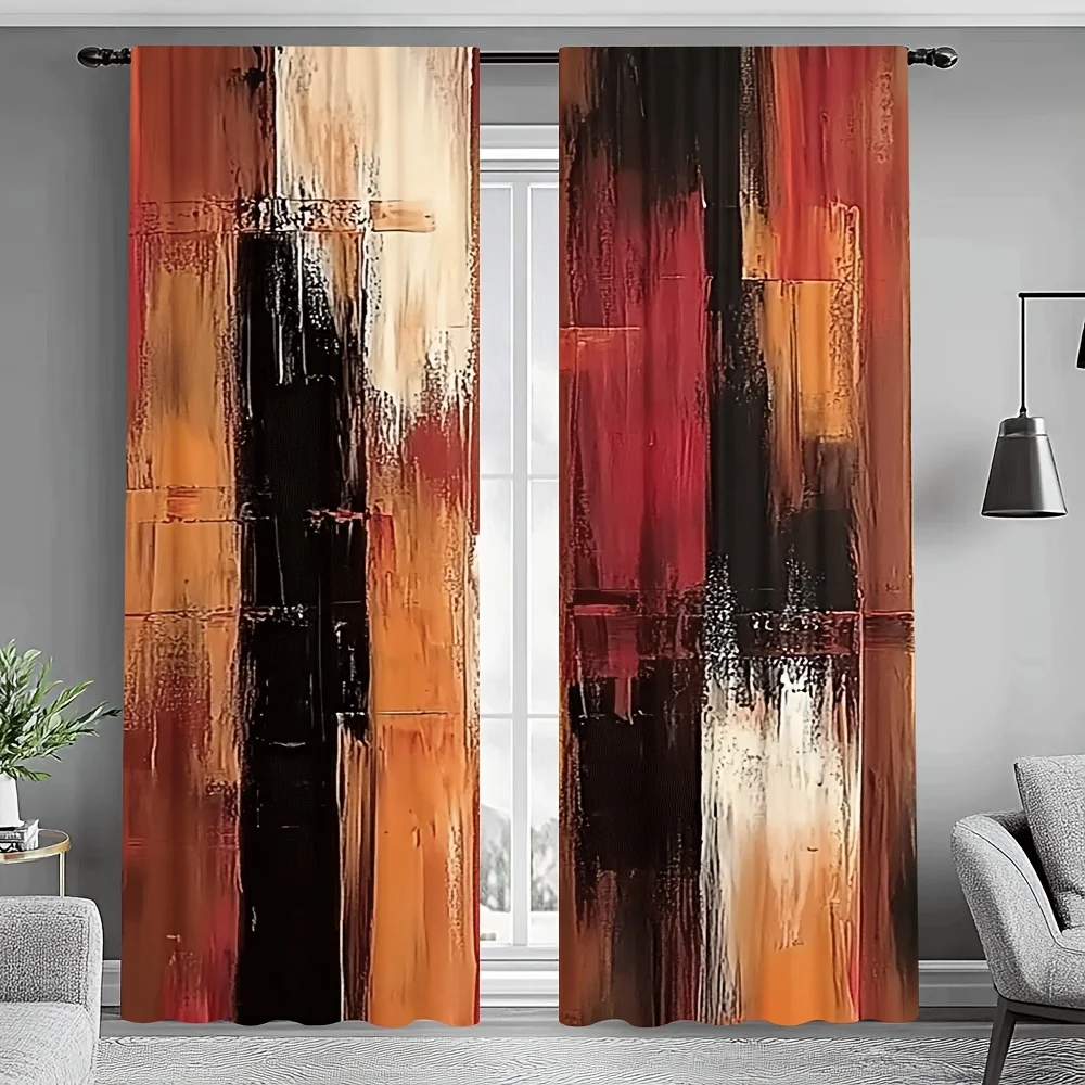 Abstract Modern Curtain Pair 2pcs Vertical Stripes Luxury Drapes Decorative Window Curtains Panels for Living Room Home Decor