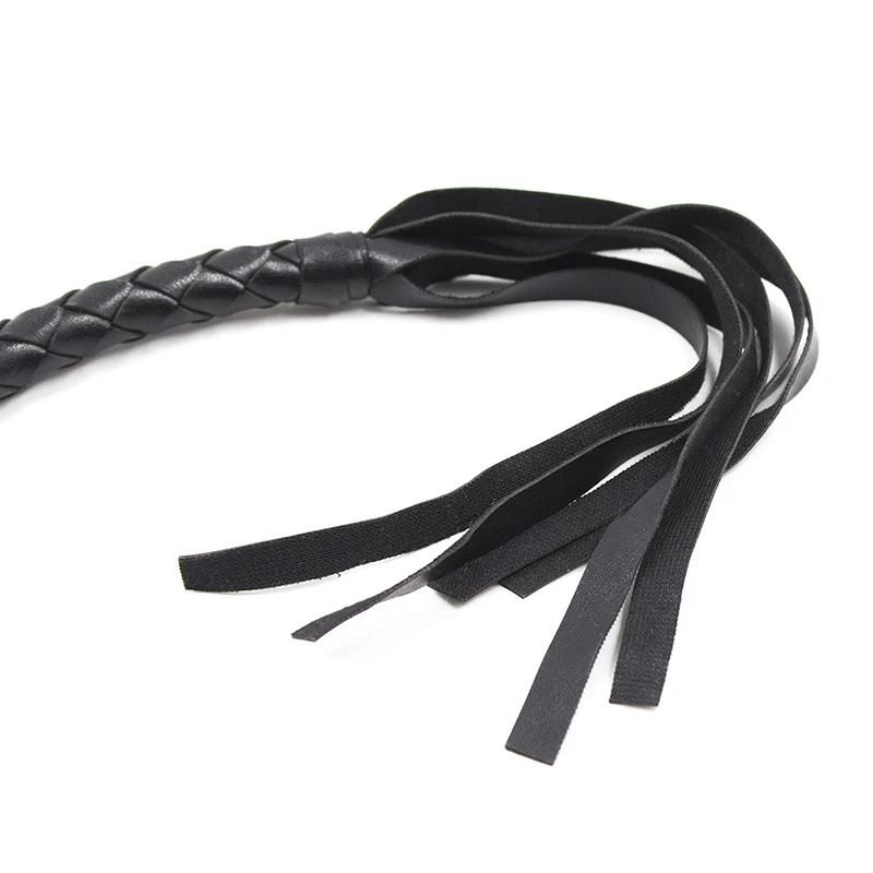 Colheita A Cavalo Flogger Paddle, Chicotes De Adestramento De Treinamento De Cavalos, Punho De Anel De Ferro, Serpente, Couro Preto, 116,5 cm