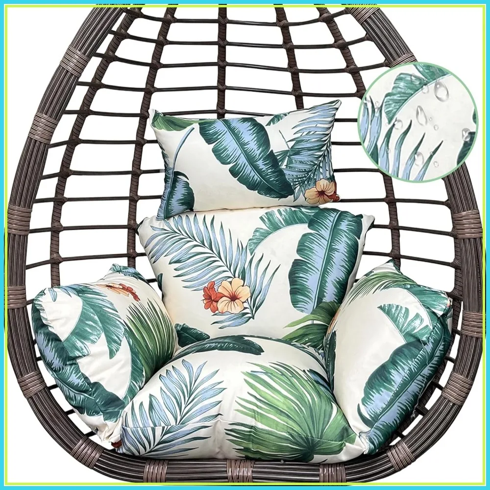 

Outdoor Printed Egg Chair Cushion Replacement Waterproof Hanging Basket Swing Cushion with Headrest Patio Hammock Replacement