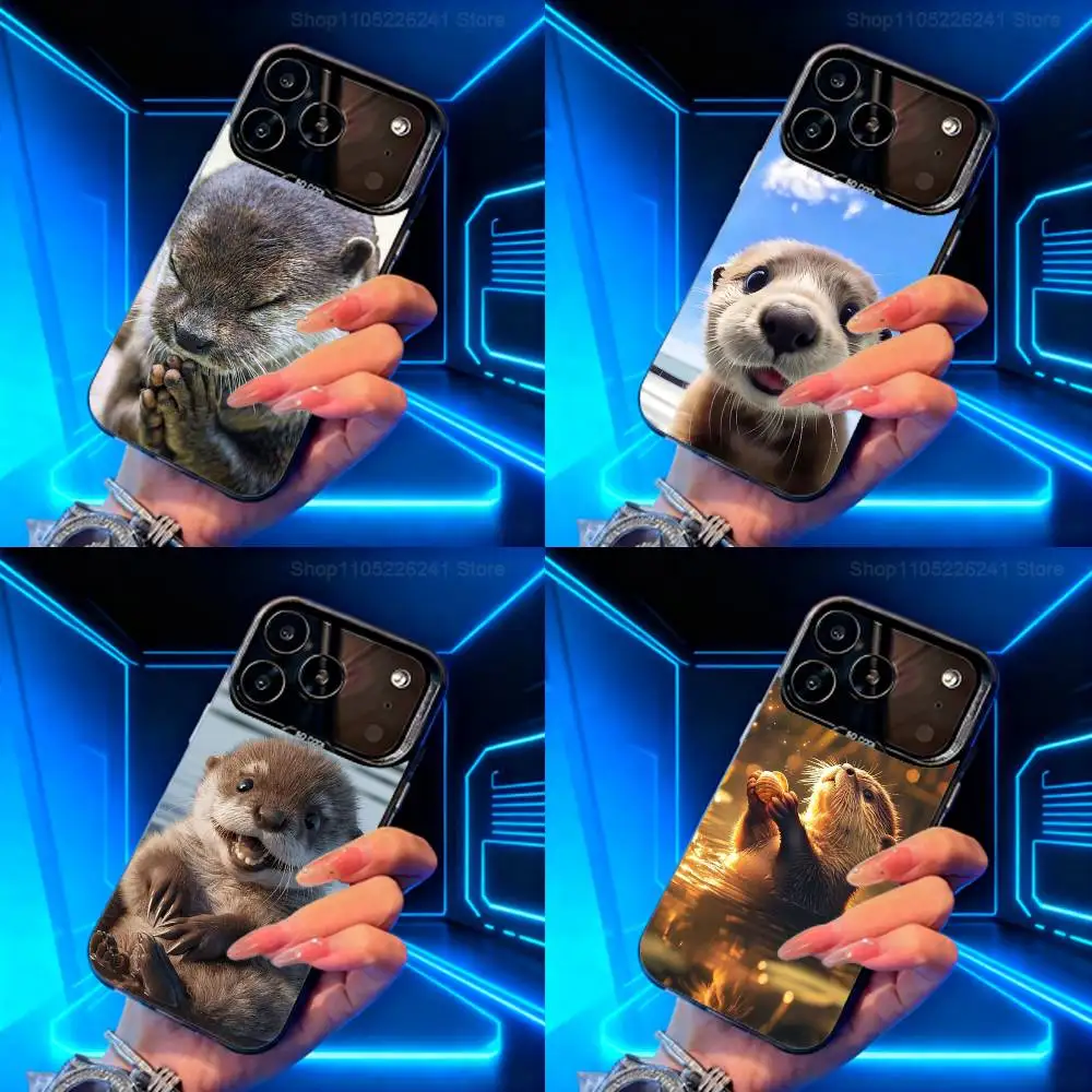 

Cute Animal Otter For iPhone 14,17,13,12,11,16,15,SE,XS,MAX,Mini,Pro,Black Matte Silicone Cover Case