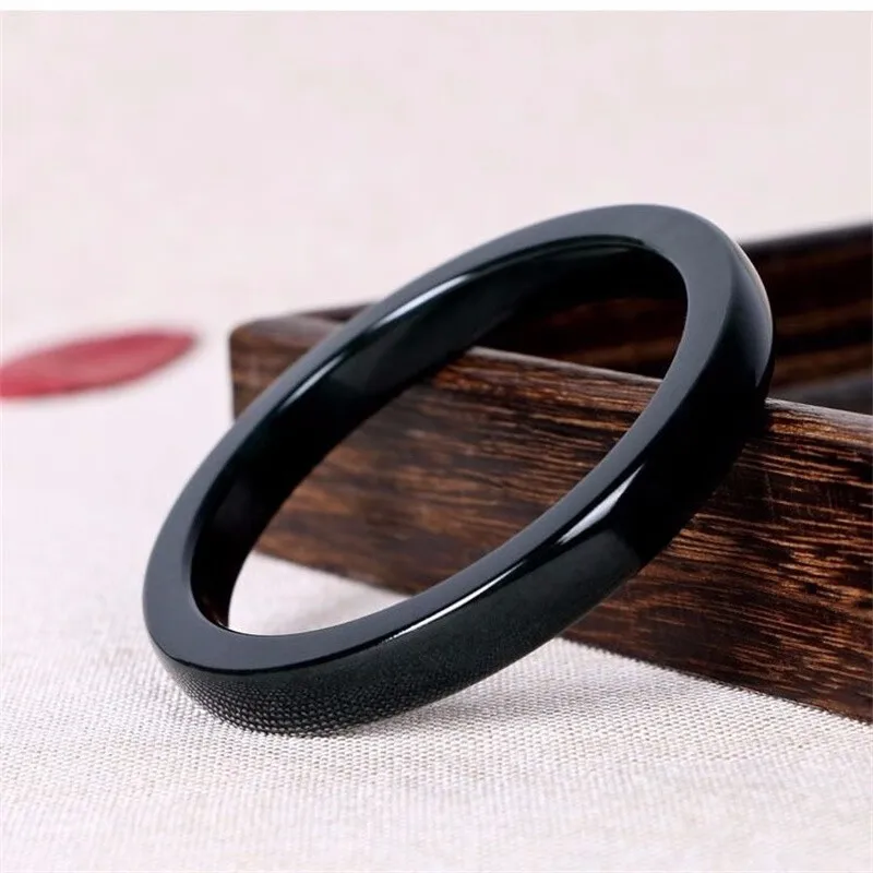 Women's Thin Jade Bracelet Round Strip Blue Ink Jade Bracelet for Mother