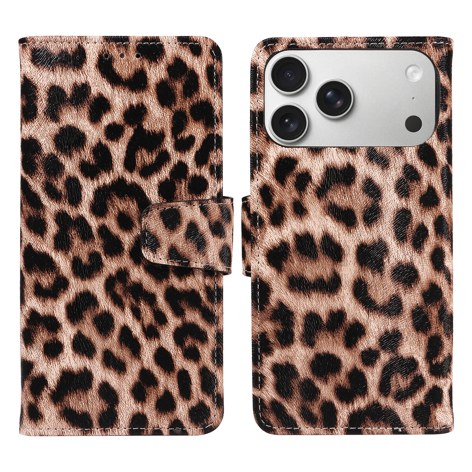 PU Leather Phone Case for Samsung S26 S25 S24 S23 S22 S20 FE Ultra Edge Plus Fashion Leopard Print Flip Shockproof Phone Cover