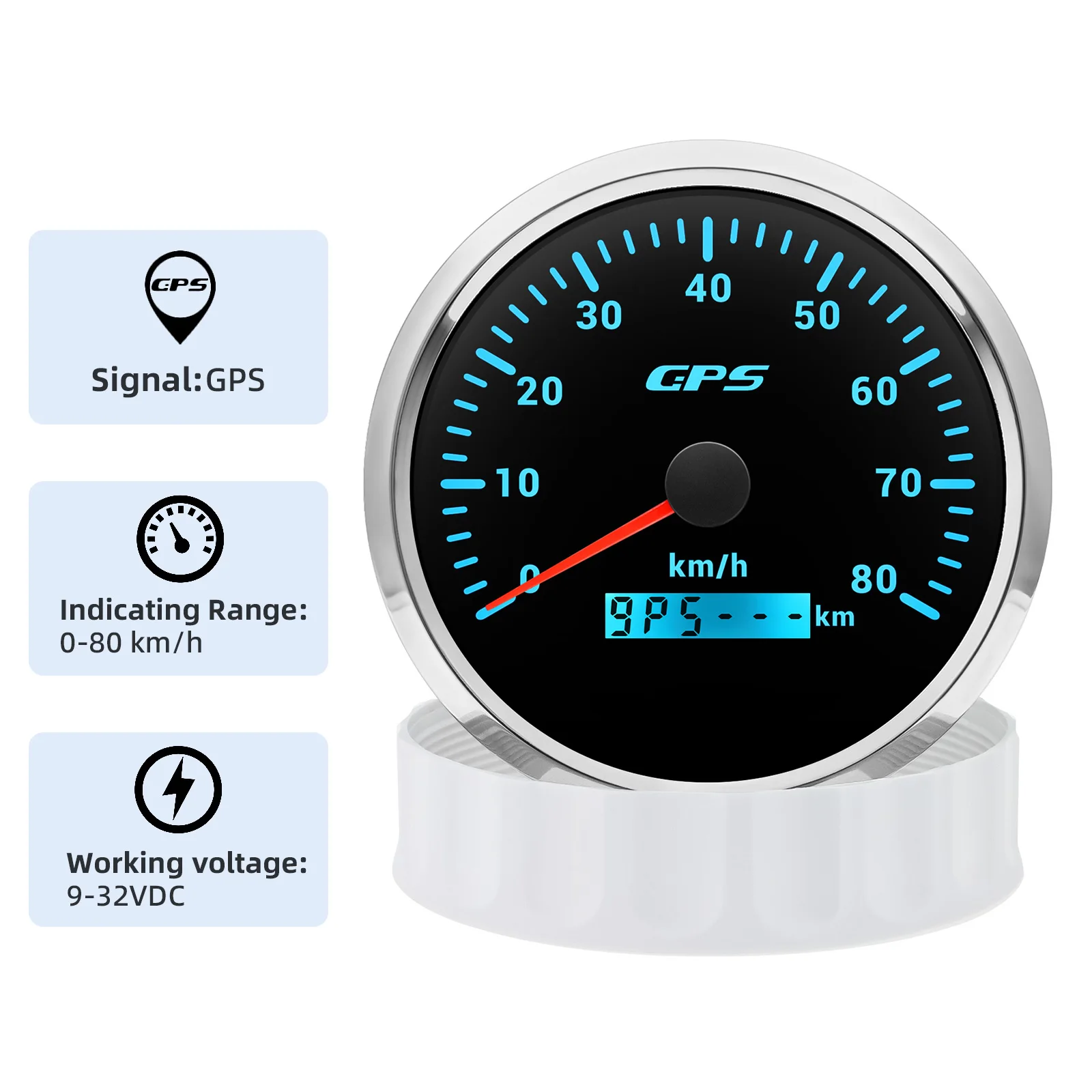 7 Color LED 110mm GPS Speedometer 30KMH 60KMH 80KMH 120KMH 200KMH Waterproof Speed Indicator With Antenna For Marine Boat Car