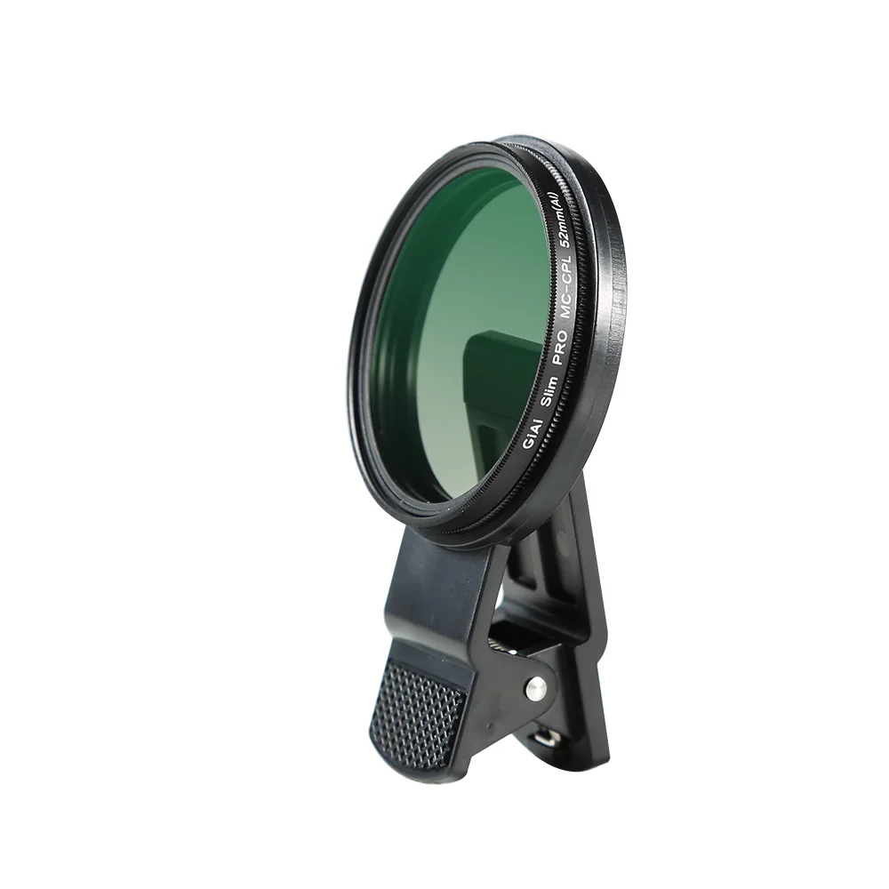 GiAi 52mm Phone CPL Filter Multi-layer Coating Polarizing Camera Lens Polarizer With Clamp