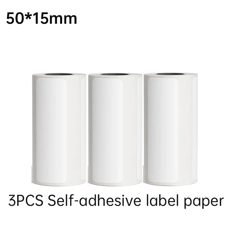 3PCS Label Printer Roll Paper White Sticker 50x15mm/50x30mm Tear-proof Water Oil-proof Adhesive labels Sticker For Home Business