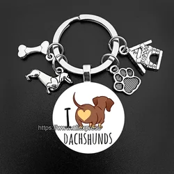 Me encanta el llavero Dachshund lindo Animal salchicha perro llavero me encanta mi perro llavero regalo para mujer hombre joyería