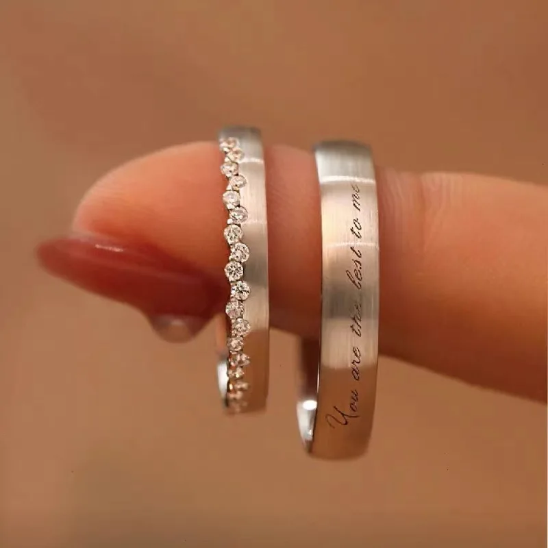 925 Silver Couple Ring for Women and Man Opening 18k Gold Plated Gold Wedding Band Engagement Jewelry