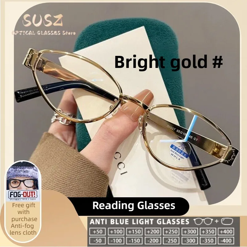 

Персонализированные очки SUSZ: металлические овальные женские очки для чтения высокого качества с защитой от синего света, с возможностью индивидуальной настройки и установки линз по рецепту