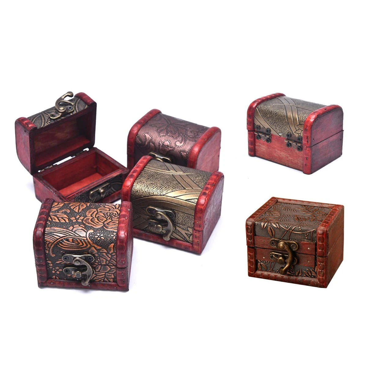 Vintage Wooden Handmade Lock Box Organizer Cosmetic Containers Hamper Jewelry Bracelet Pearl Case Gift Storage Box Storage