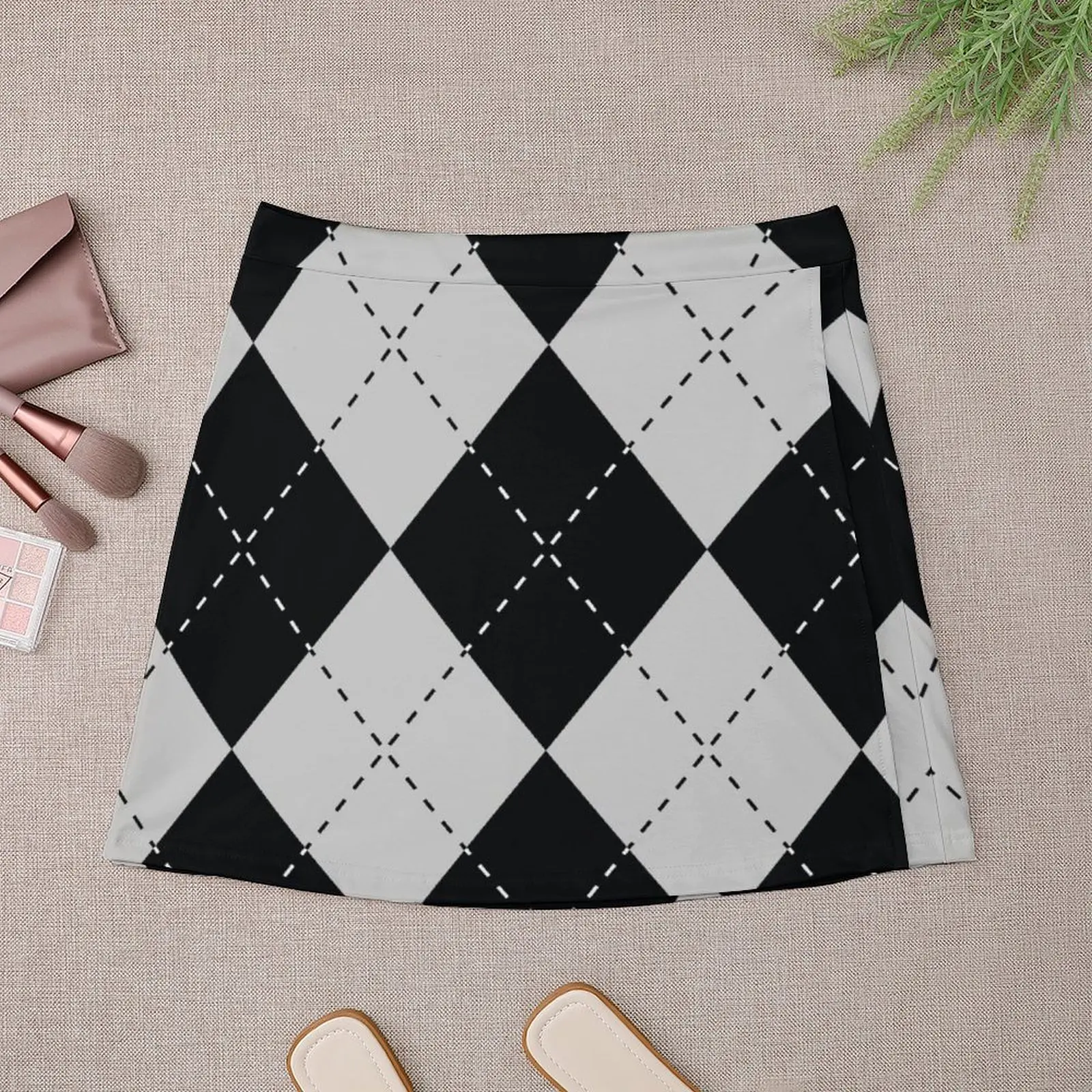 Argyle Diamonds 9 Grey Mini Skirt Miniskirt Korean skirts cute skirt Mini Skirt