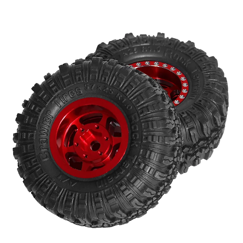 4pcs 57mm 1.0 "Set di pneumatici per ruote Beadlock in metallo per 1/18 1/24 RC Crawler Car TRX4M SCX24 AX24 FCX24 accessori per parti di aggiornamento