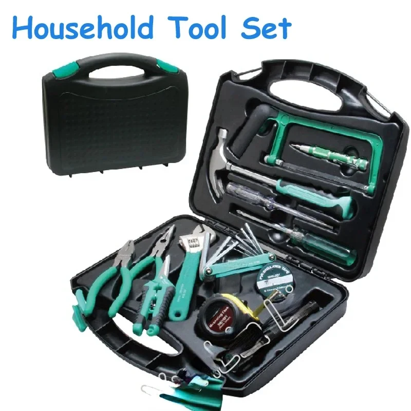 28pcs/ Assemblage Suit Tools Portable Hardware Repair Kit Steel Saw Hammer Wrench Tape Set