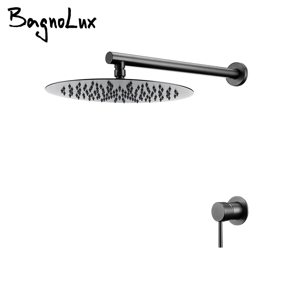 

Bathroom Faucet Gunmetal Shower Faucet Wall Mounted 8/10/12 Inch Rainfall Mixer Shower Head With Sedal Cartridge Shower Set