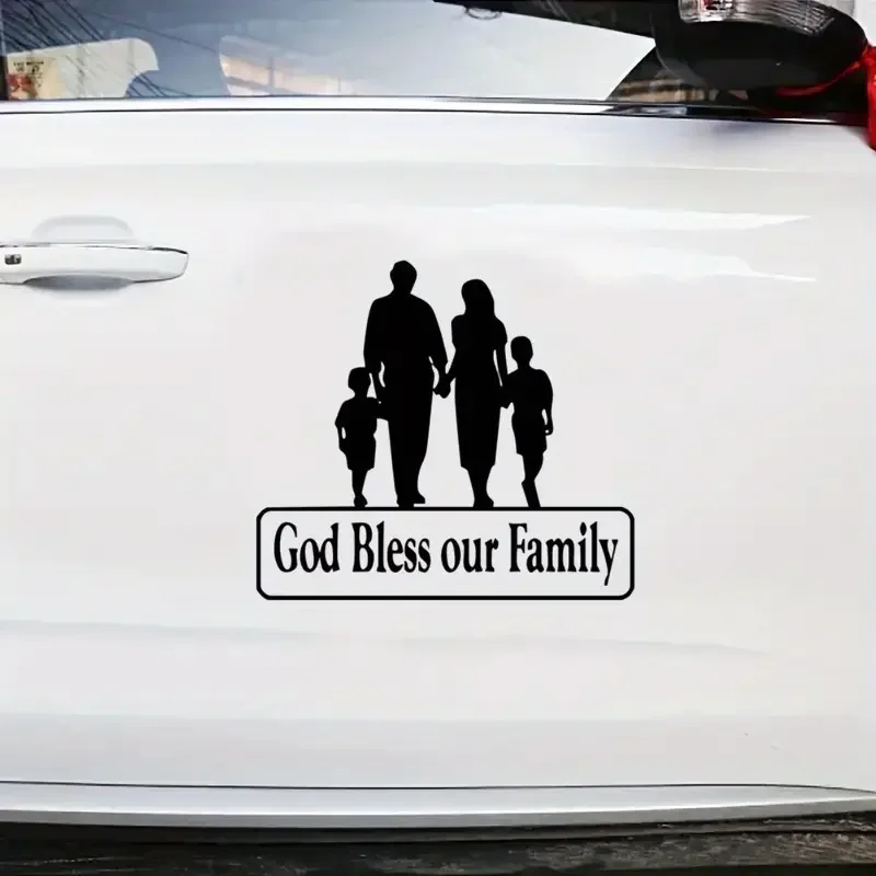 God Bless Our Family Car Sticker For Laptop Bottle Truck Phone Motorcycle Van SUV Vehicle Paint Window Wall Cup Fishing Boat Ska