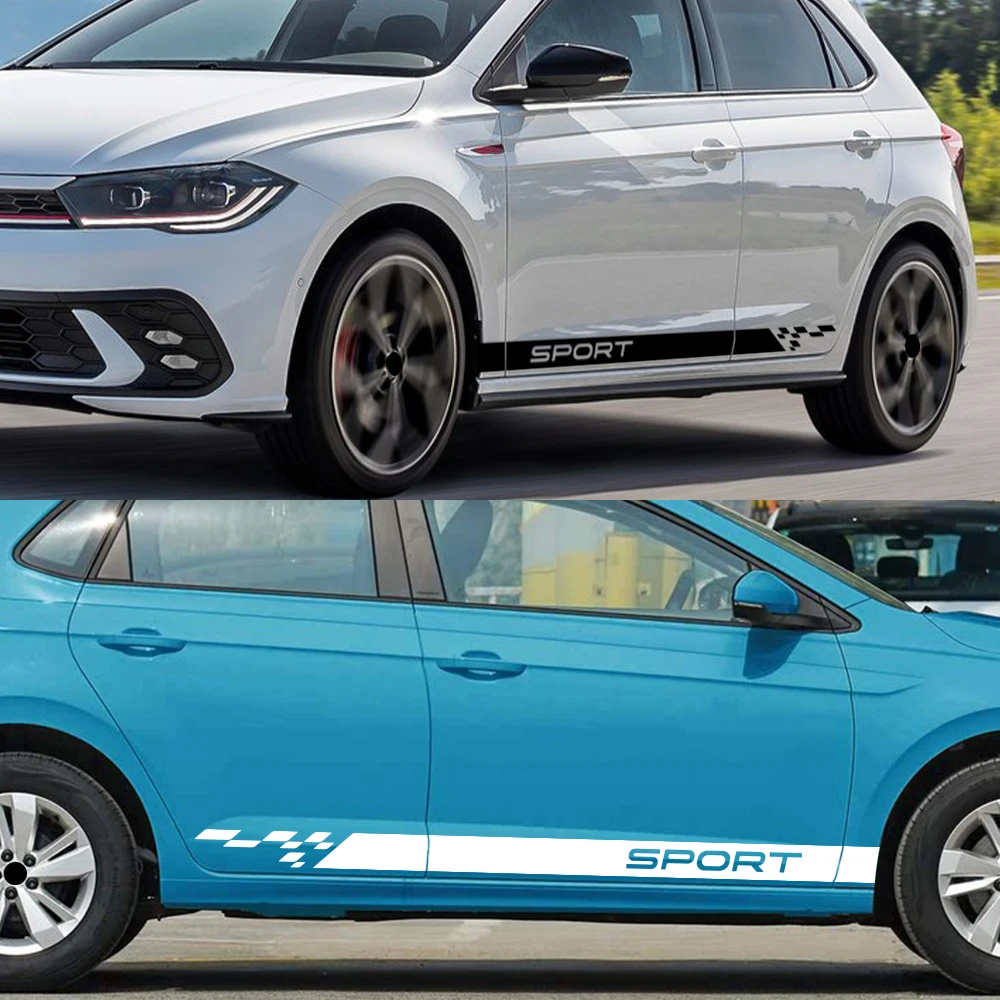 ملصق جانبي لباب السيارة ملصق ديكور رياضي للسباق لسيارة Volkswagen VW Tiguan Golf Passat Polo ID.4 ملحقات ضبط الفينيل سكودا #3