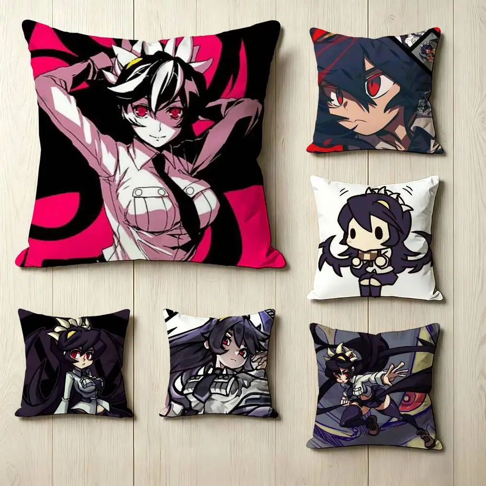 High school girl S-Skullgirls-S F-Filia  Square Double-Sided printed Pillow Case Bedroom Bedside Pillow Sofa Cushion Cover