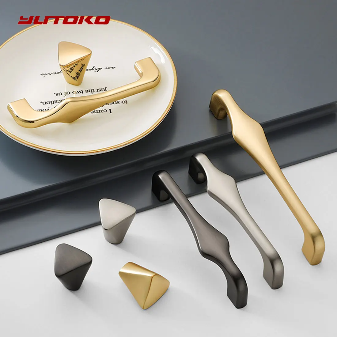 

Cabinet Handles Gold Kitchen Cupboard Door Knob and Grey Handle Dress Drawer Knobs Wardrobe Door Handle Furniture Hardware