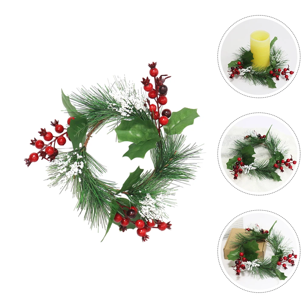 

Christmas Wreath Small Berry Ring Round Greenery Candles Garlands Holiday Wreaths Pine