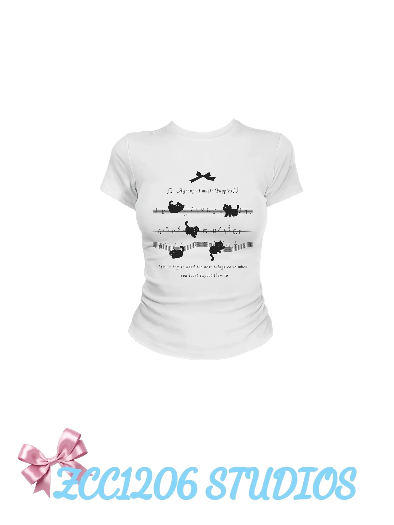 Sweet  Print Short Sleeve Slim Fit Women's T-shirt Summer Cotton Low Waist Shoulder Anti-Pilling Wear Resistant round Neck...