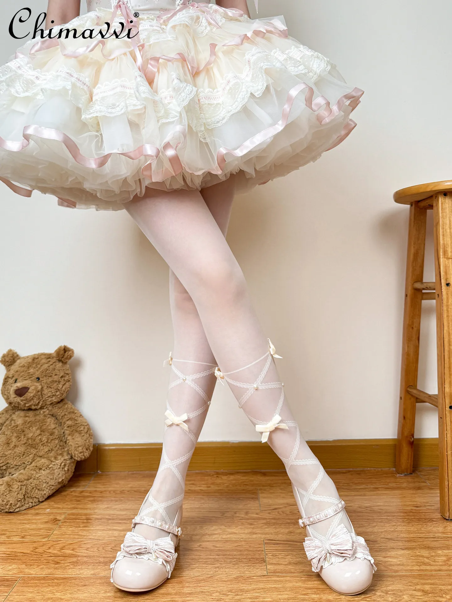 Style japonais nouveau printemps doux fille mince mignon nœud papillon lait blanc bas polyvalent élégant Sexy femmes collants