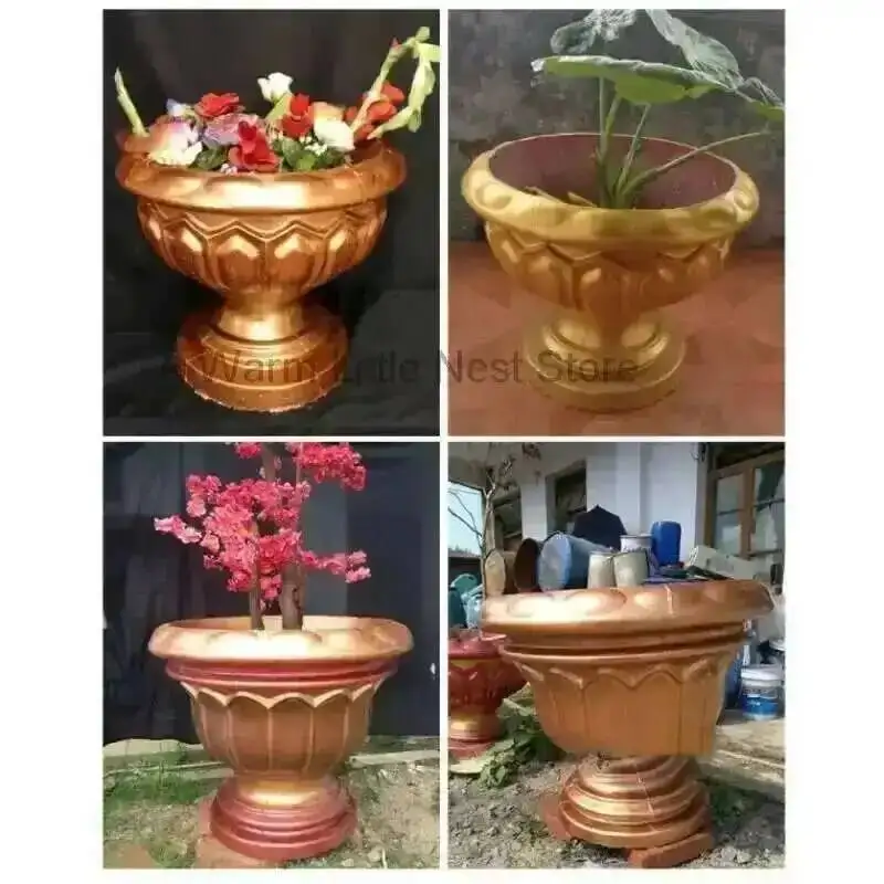 Roman European Garden Building Flower Pot Cement Mold Home Gardening Fence DIY Round Garden Vase Flower Pot Concrete Mold