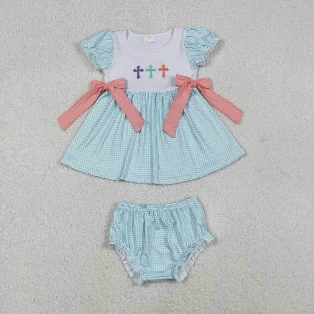 

GBO0480 Пасхальный набор с вышивкой He is Risen Blue Baby Bummie Set