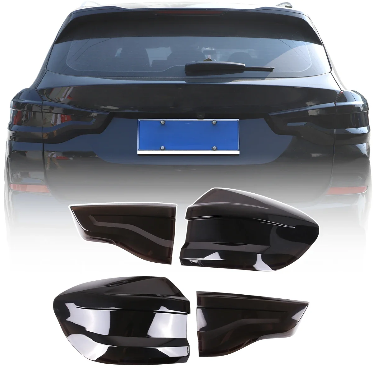 For 2018-2021 BMW X3 G01 ABS Car Rear Lamp Shade Brake Indicator Light Blackened Tail Lamp Cover Car Exterior Detail Accessories