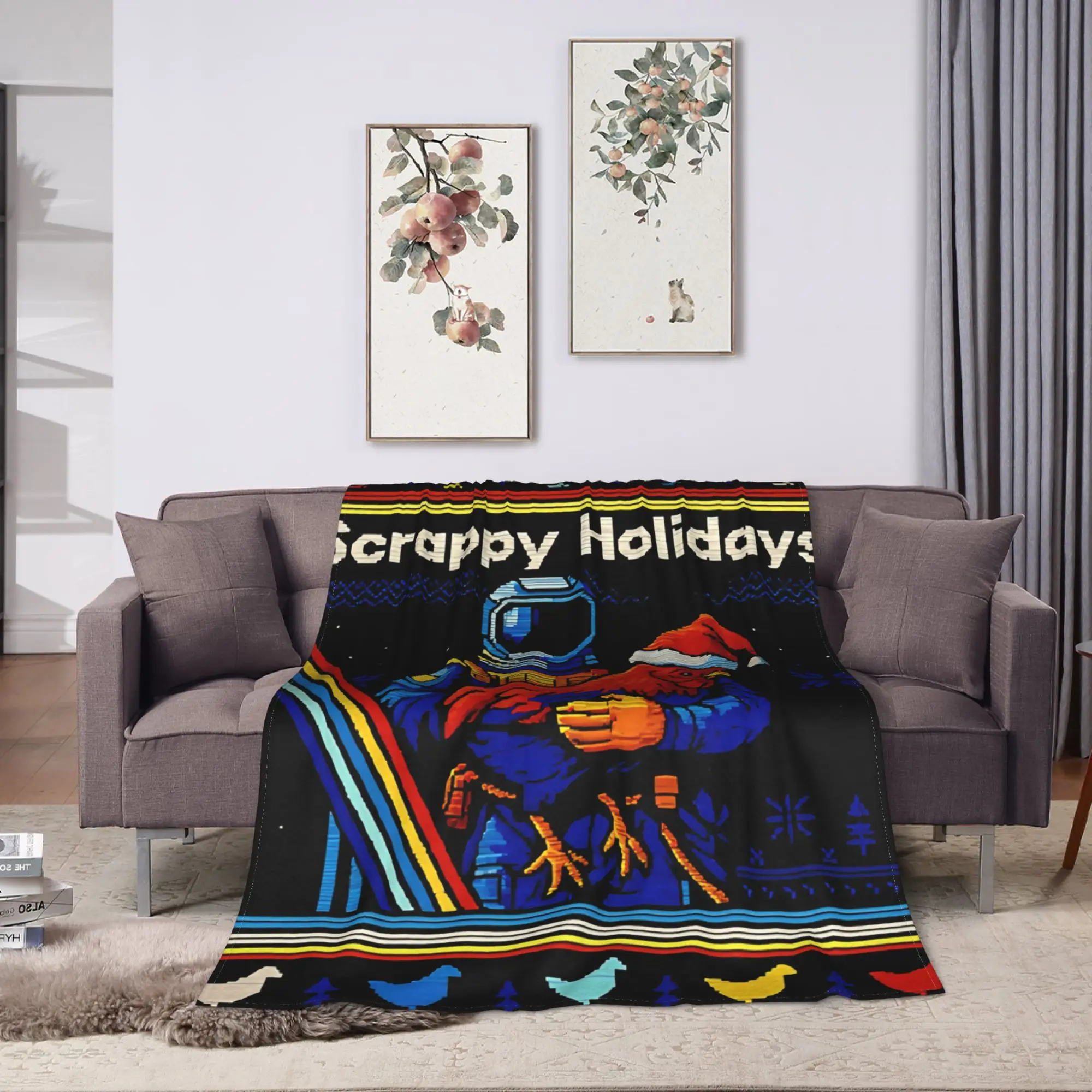 Arc Raiders Rooster Scrappy Holidays Merry Christmas Throw Blanket Super Warm Plush Couch Bed Flannel Bedspread Bed Cover