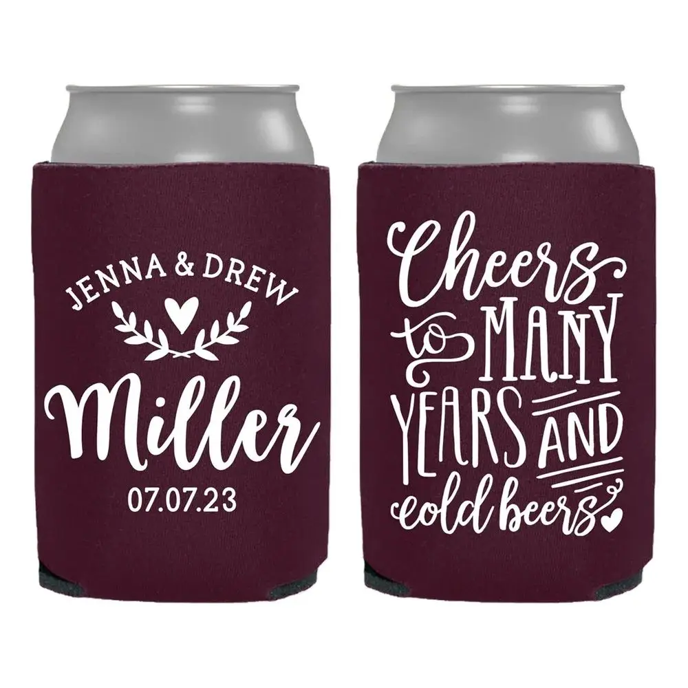 

Personalized Wedding Can Cooler | Cheers to Many Years and Cold Beers | Customized Wedding Favors | Beverage Insulators, Beer Hu