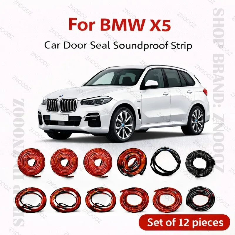 

For BMW X5 Car Door Seal Strip Rubber Double Layer Soundproof Dustproof Waterproof Door Weatherstrip 12PCS Set