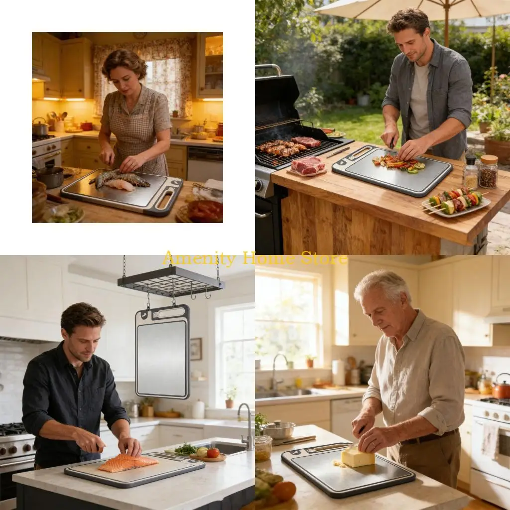 F26C Elegant Metal Chopping Panel With Deep Juice Channel And strong Construction