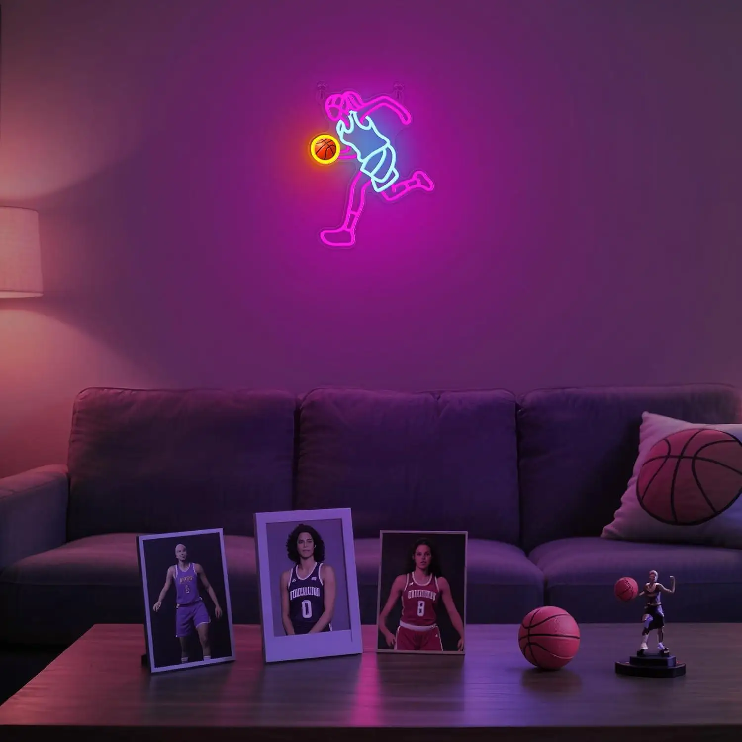 Basketball Neon Sign Sport USB Powered LED Dimmable Neon Lights for Bedroom Sports Field Dorm Wall Art Decor Unique Gifts