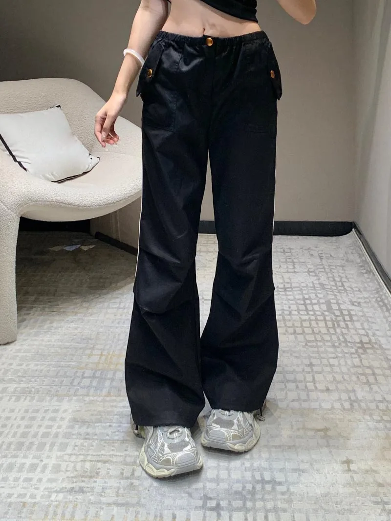 

Small and trendy women's casual pants, fashionable and stylish pleated straight leg pants, handsome and versatile