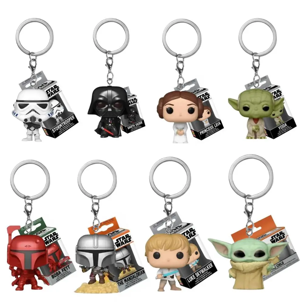 Keychain Star Wars Obi-wan Kenobi The Child Baby Yoda with Cup Boba Fett the Mandalo Pocket PVC Figure Toys Keyring