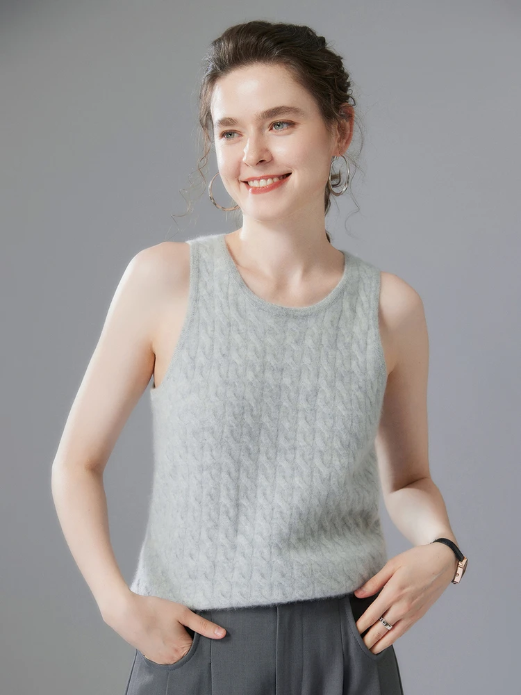 

Женский повседневный вязаный жилет Camere, свободный крой, круглый, внутренняя одежда, теплая H-образная смесь шерсти и Camere