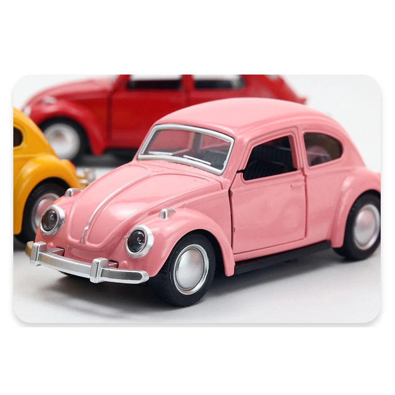 Alloy Car Model Beetle Vintage Door Opening Children\'s Toy Motorcar Cake Decoration Collection Accessories For Boy Gift