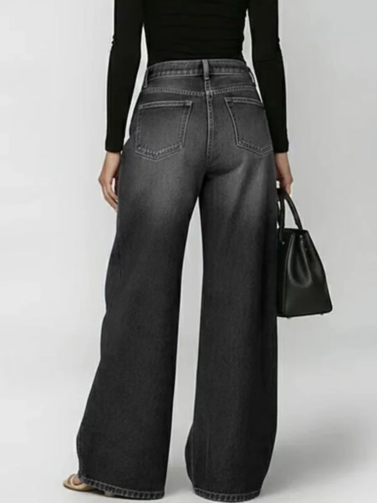 Schicke Y2k-Style Damen High-Waist Wide-Leg Jeans mit Metallösen-Ausschnitten, Hohldesign, Lose Baggy Streetwear Vintage-Hose – Detail 3