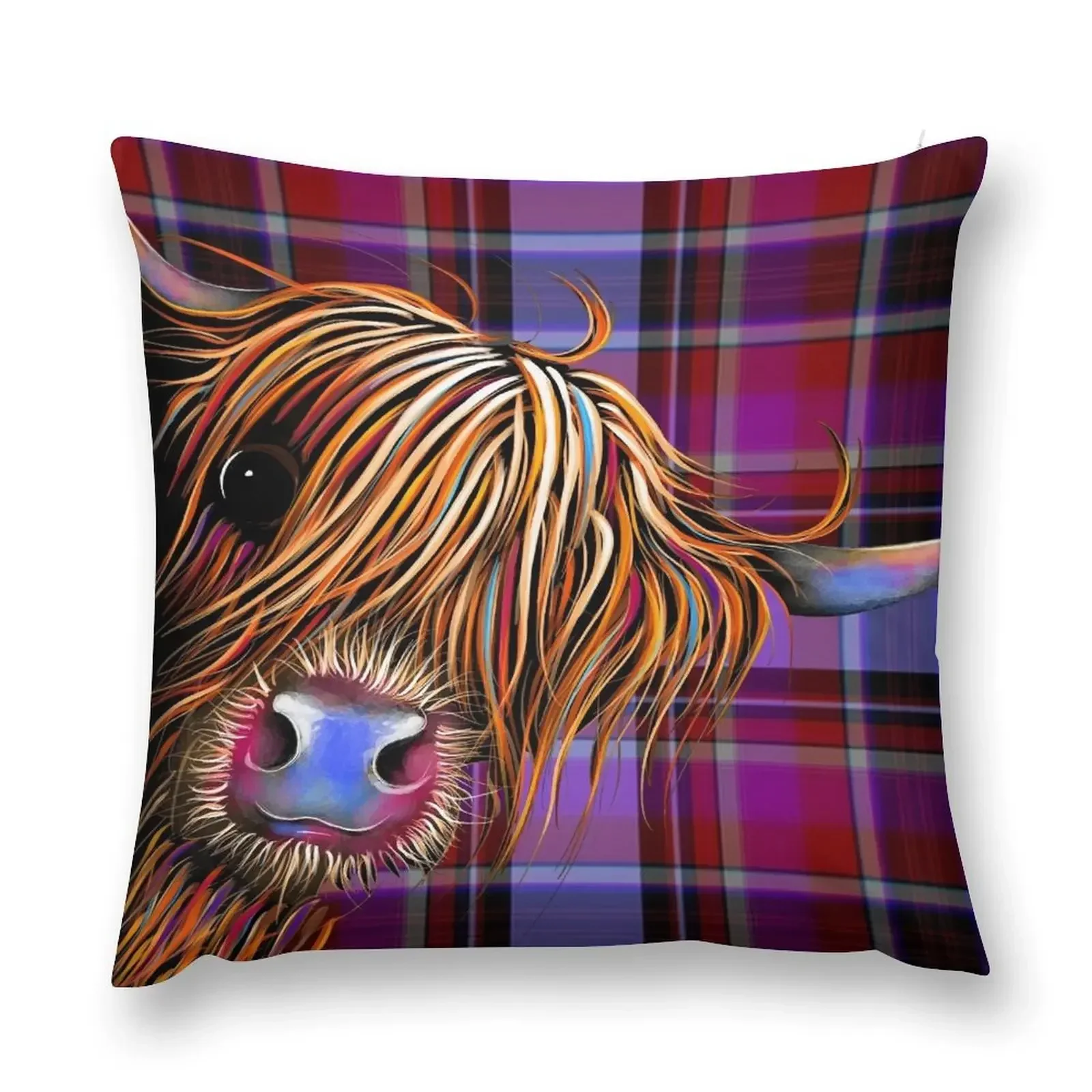 SCoTTiSH HiGHLaND CoW ' TaRTaN SuGaR LuMP ‘ ' by SHiRLeY MacARTHuR Throw Pillow Luxury Pillow Cover Sofa Cushion pillow