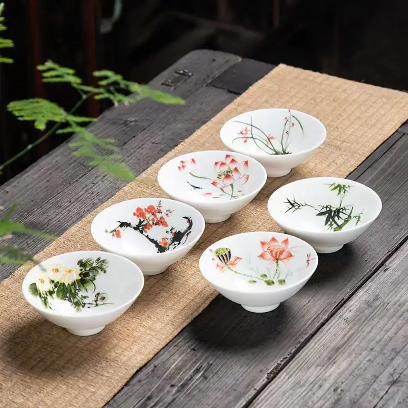 12 قطعة/المجموعة الأزرق والأبيض الخزف رسمت باليد الصينية الكونغ فو Teaset السيراميك تذوق Pu Erh أكواب الشاي الأسود لمحبي الشاي 55 مللي #3