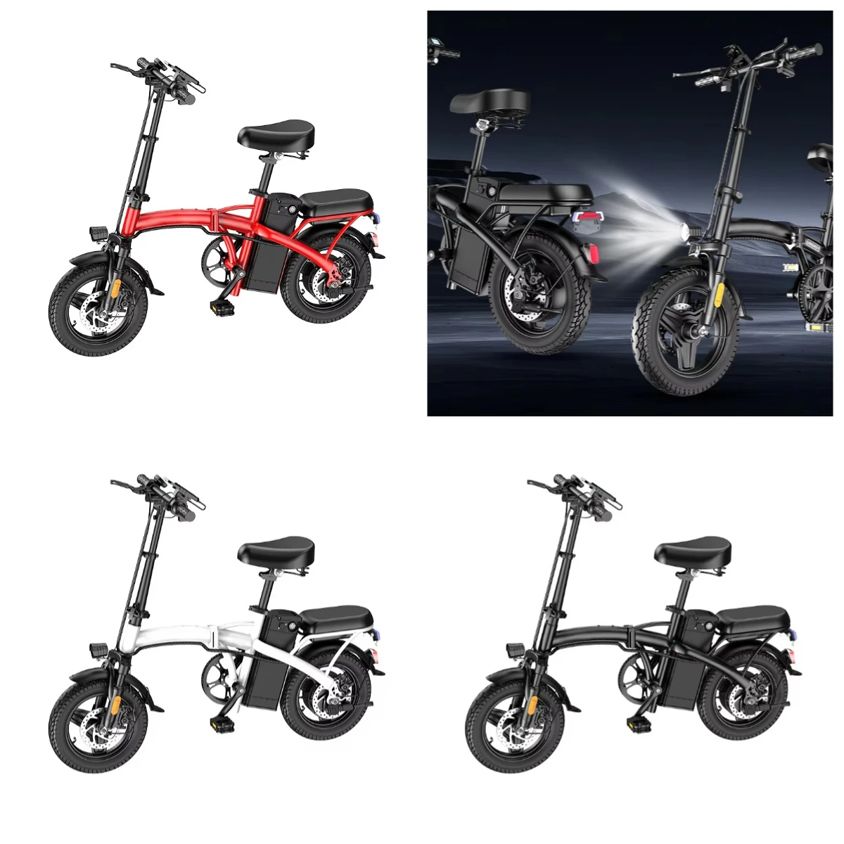 

Lvyuan Hot Sale Electric Folding Bike Factory Sale Cheap Adult Driving Portable Steel Frame Disc Brakes Single Speed 14inch Whee