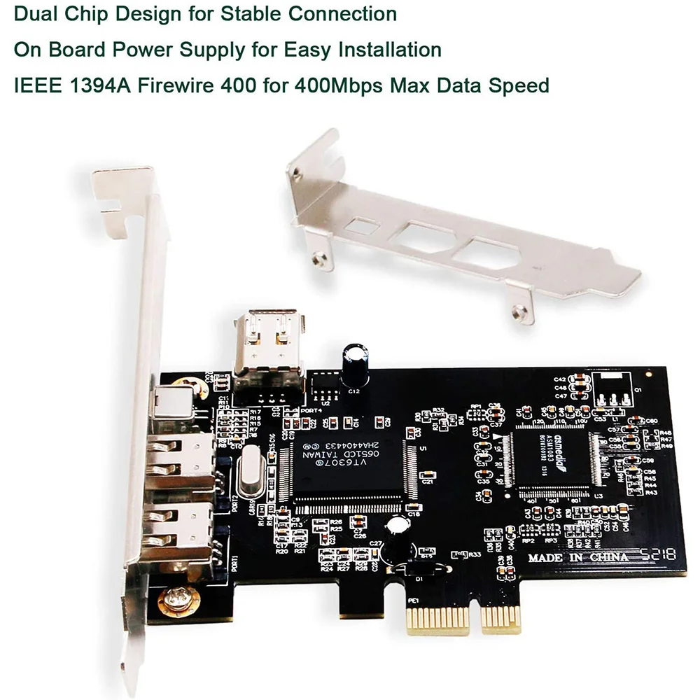 HJ-Pcie 3 Ports 1394A Firewire Expansion Card, PCI Express 1X To IEEE 1394 Adapter Controller For Desktop PC, DV Connection