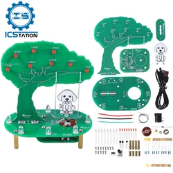 Swing Soldering Project DIY Dog Swing Kit Electromagnetic Swing Soldering Practice Kits with RGB LED Lights for STEM Education