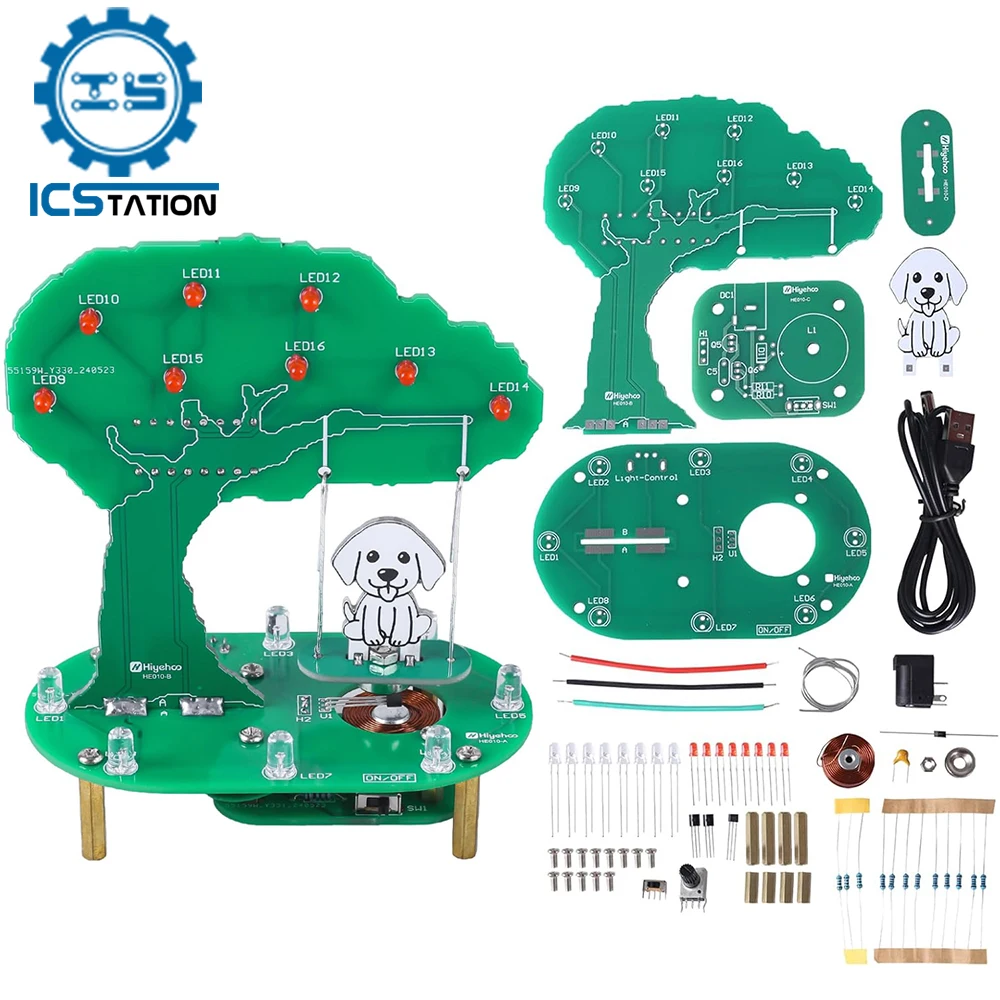 Projekt lutowania huśtawki DIY zestaw huśtawki dla psów elektromagnetyczne huśtawki do ćwiczeń lutowniczych z diodami LED RGB do edukacji STEM